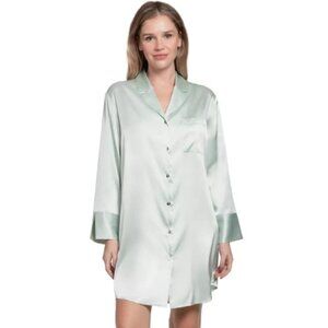 Women's Lilac+London Solid Satin Sleepshirt Light Green New/tags